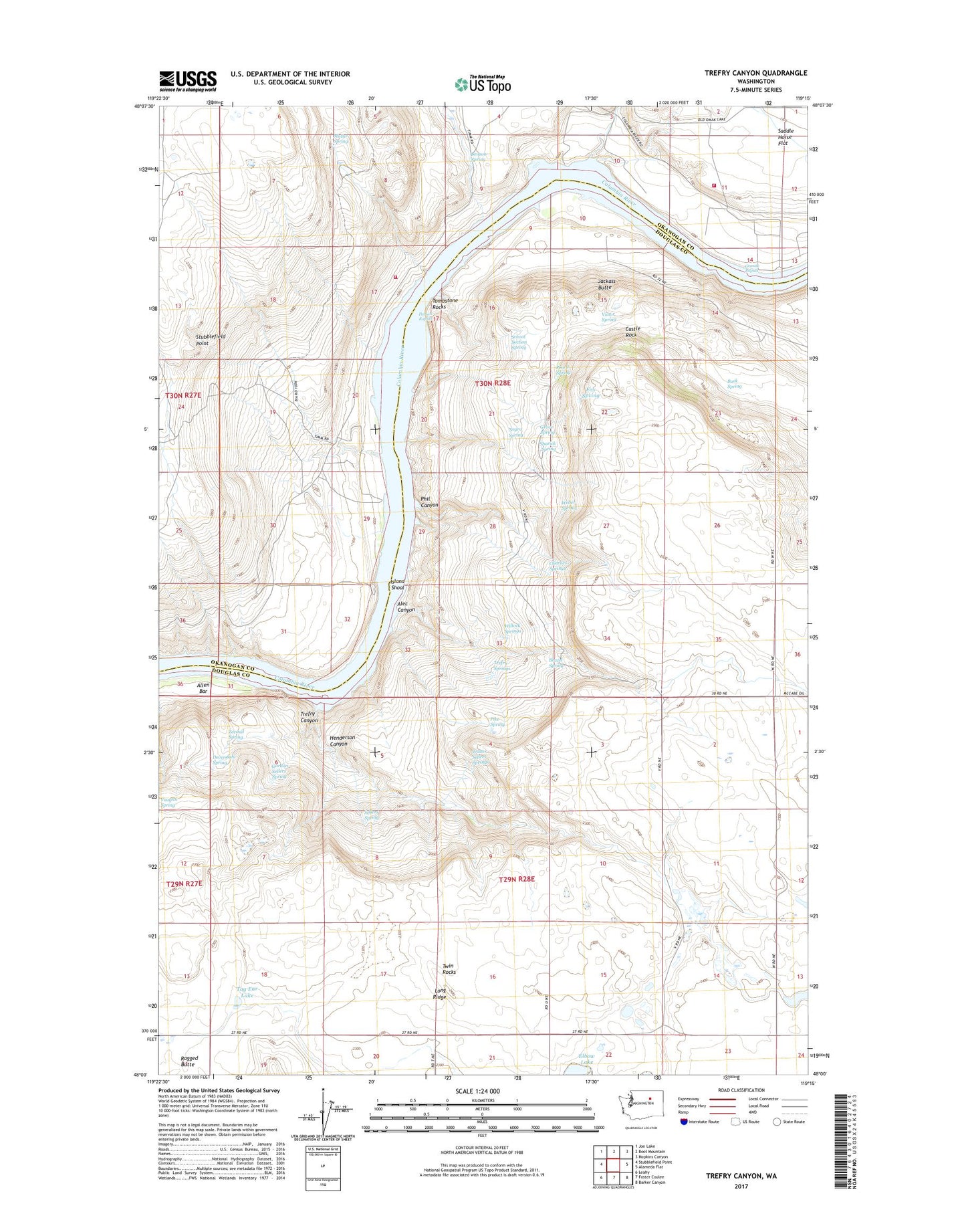Trefry Canyon Washington US Topo Map Image