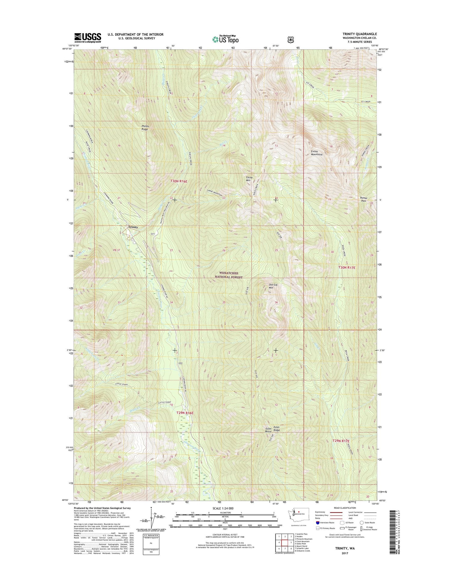 Trinity Washington US Topo Map Image