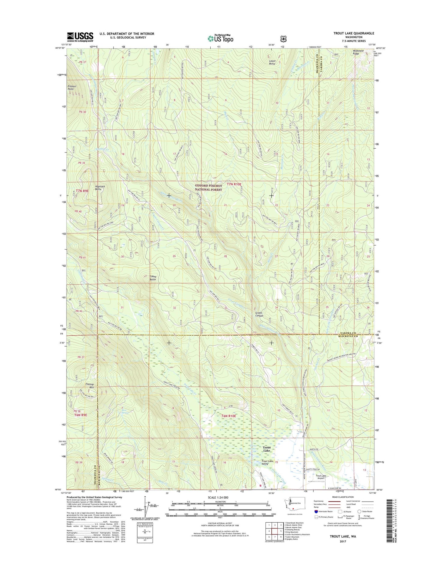 Trout Lake Washington US Topo Map Image