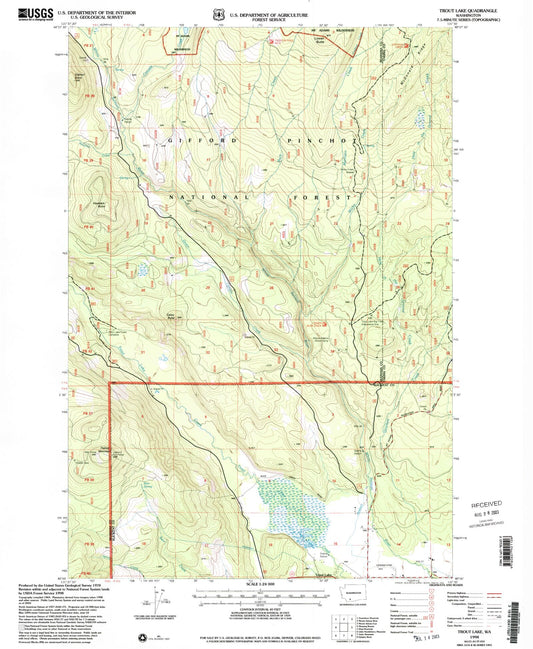 Classic USGS Trout Lake Washington 7.5'x7.5' Topo Map Image