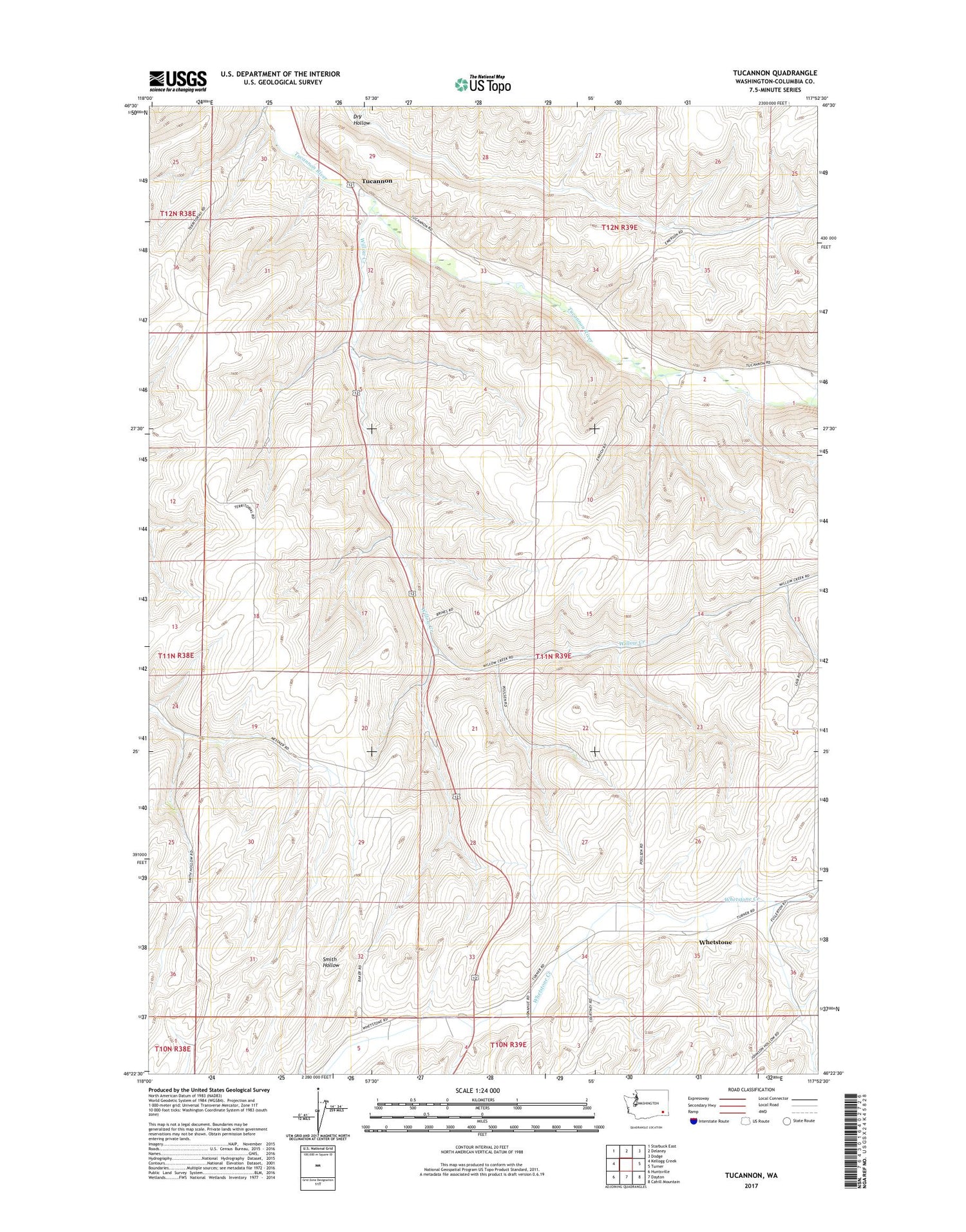 Tucannon Washington US Topo Map Image