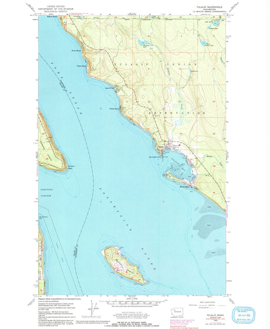 Classic USGS Tulalip Washington 7.5'x7.5' Topo Map Image