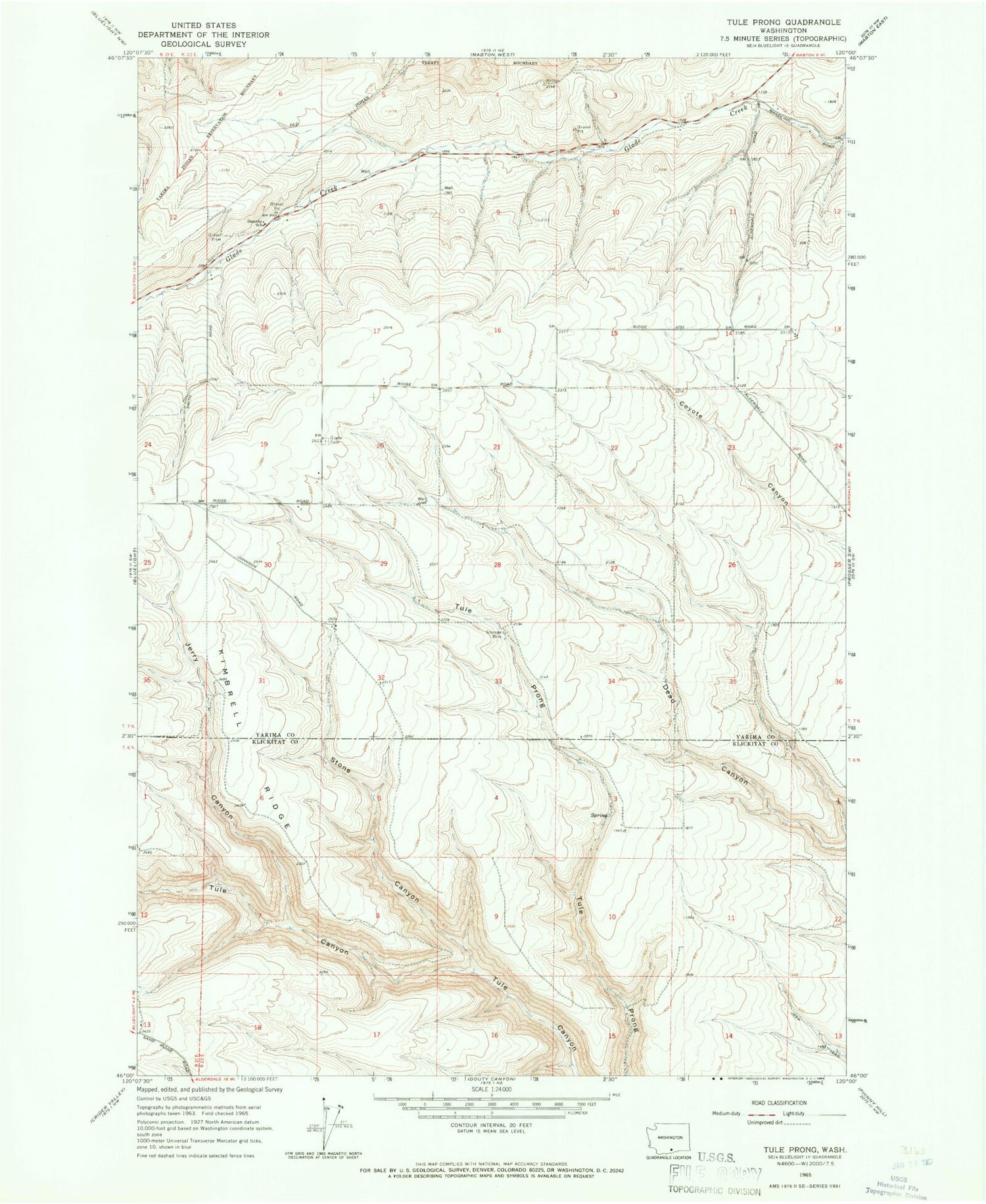 Classic USGS Tule Prong Washington 7.5'x7.5' Topo Map Image