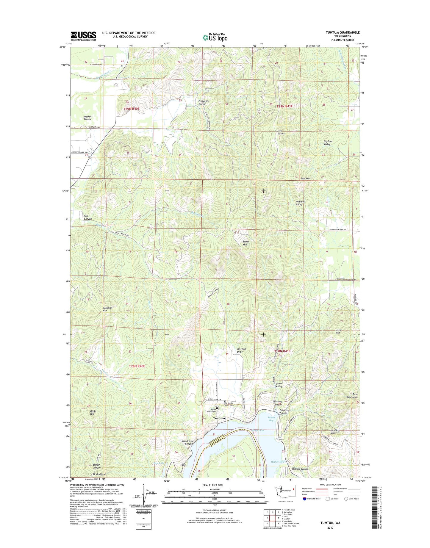 Tumtum Washington US Topo Map Image