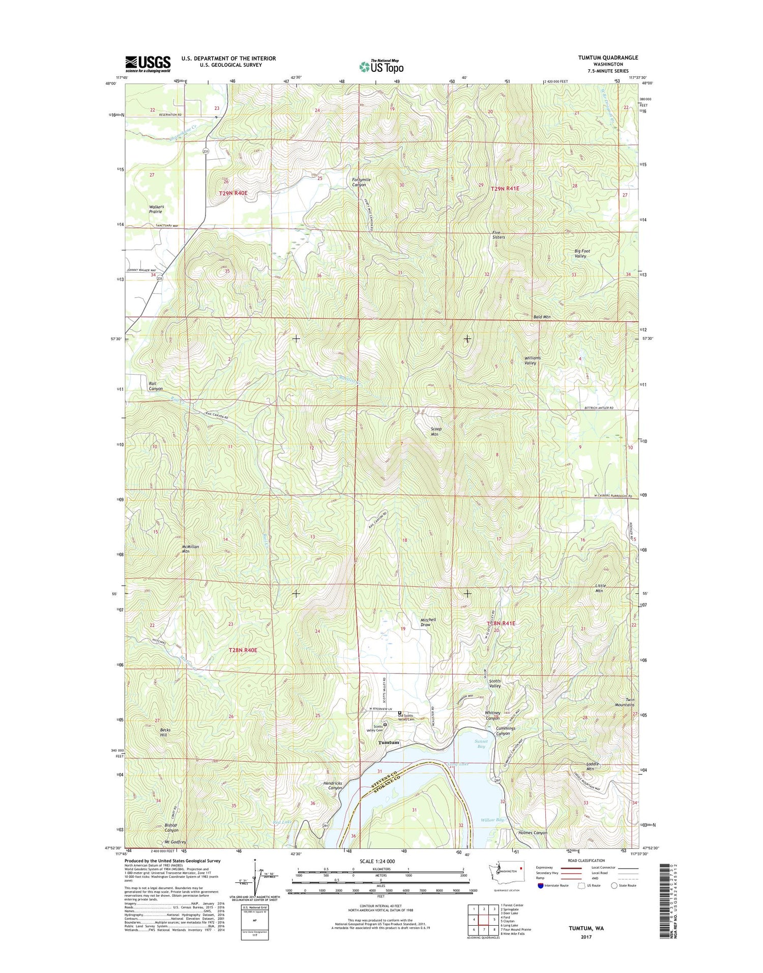 Tumtum Washington US Topo Map Image