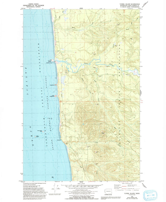Classic USGS Tunnel Island Washington 7.5'x7.5' Topo Map Image