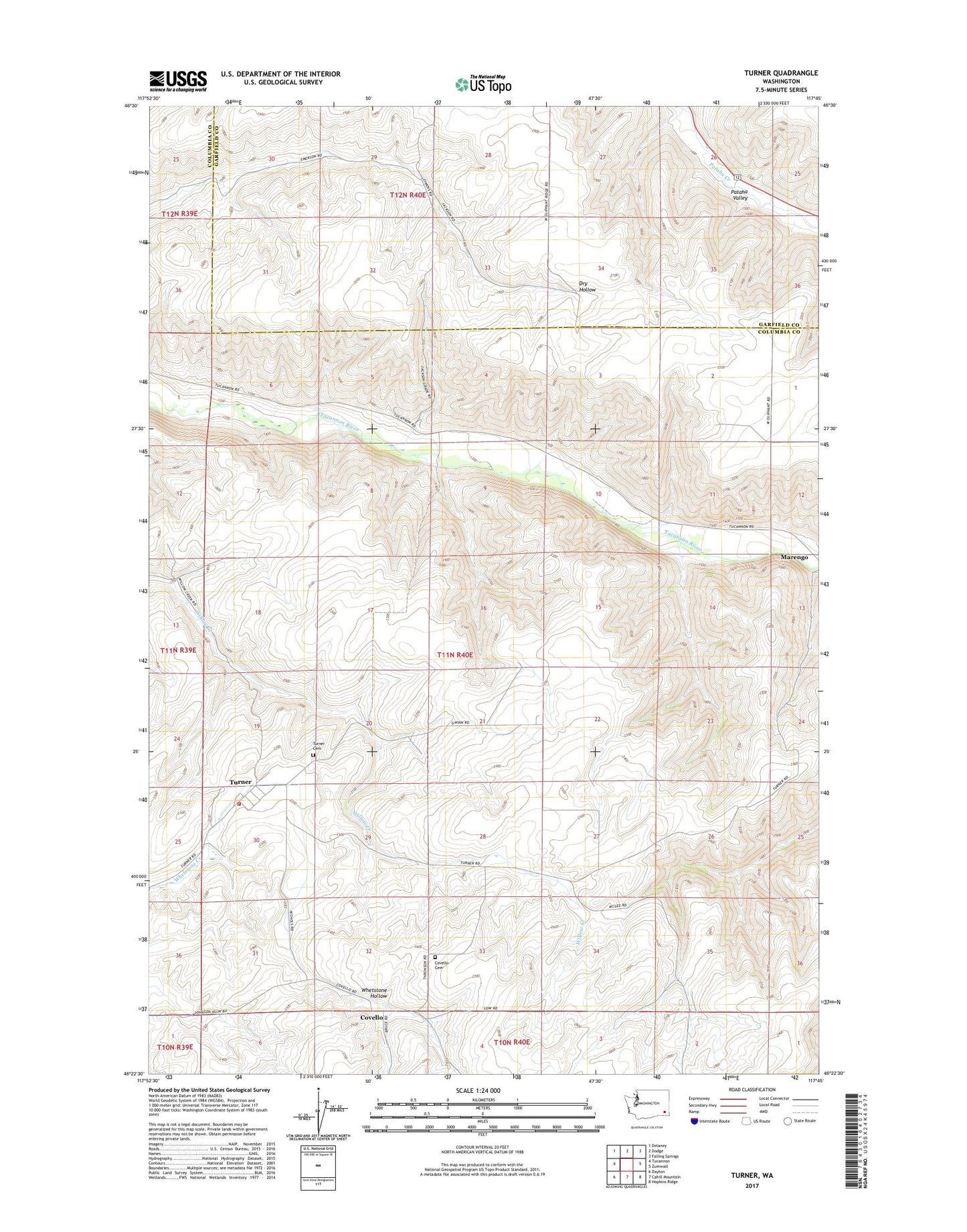 Turner Washington US Topo Map Image