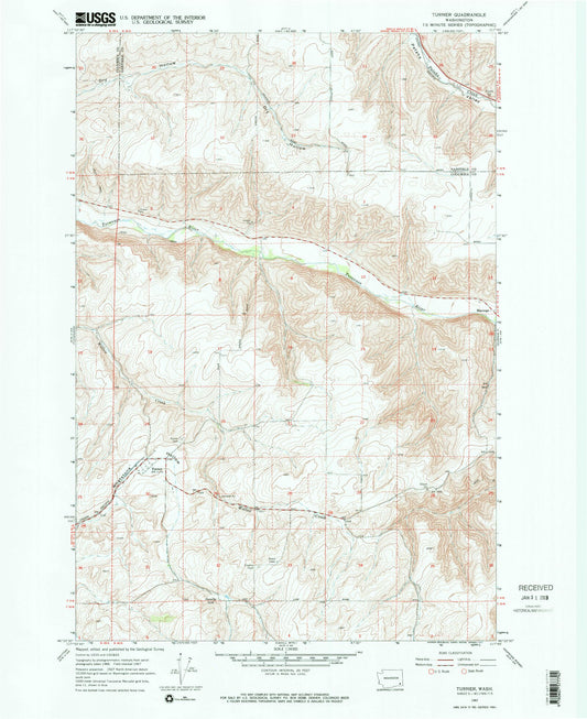 Classic USGS Turner Washington 7.5'x7.5' Topo Map Image