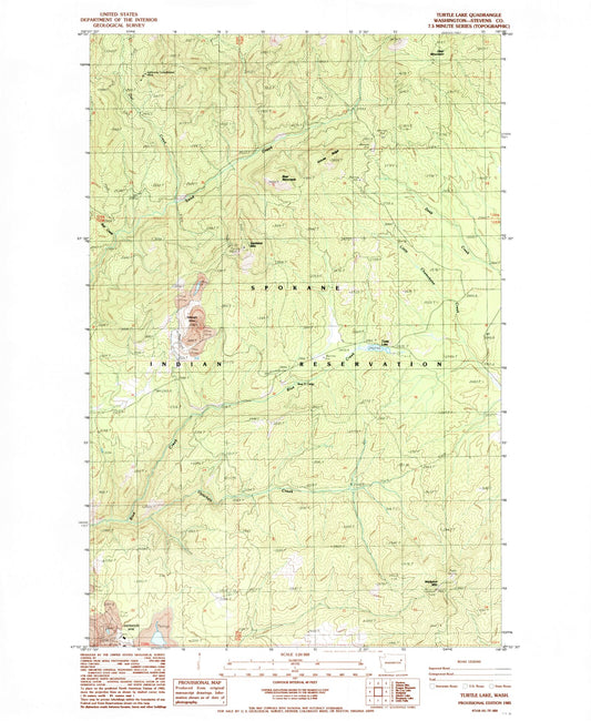 Classic USGS Turtle Lake Washington 7.5'x7.5' Topo Map Image