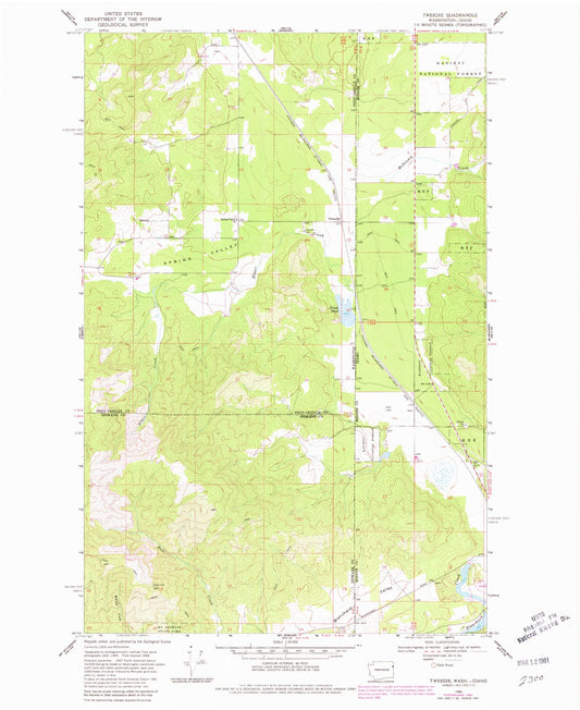 Classic USGS Tweedie Washington 7.5'x7.5' Topo Map Image