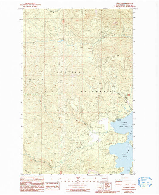 Classic USGS Twin Lakes Washington 7.5'x7.5' Topo Map Image