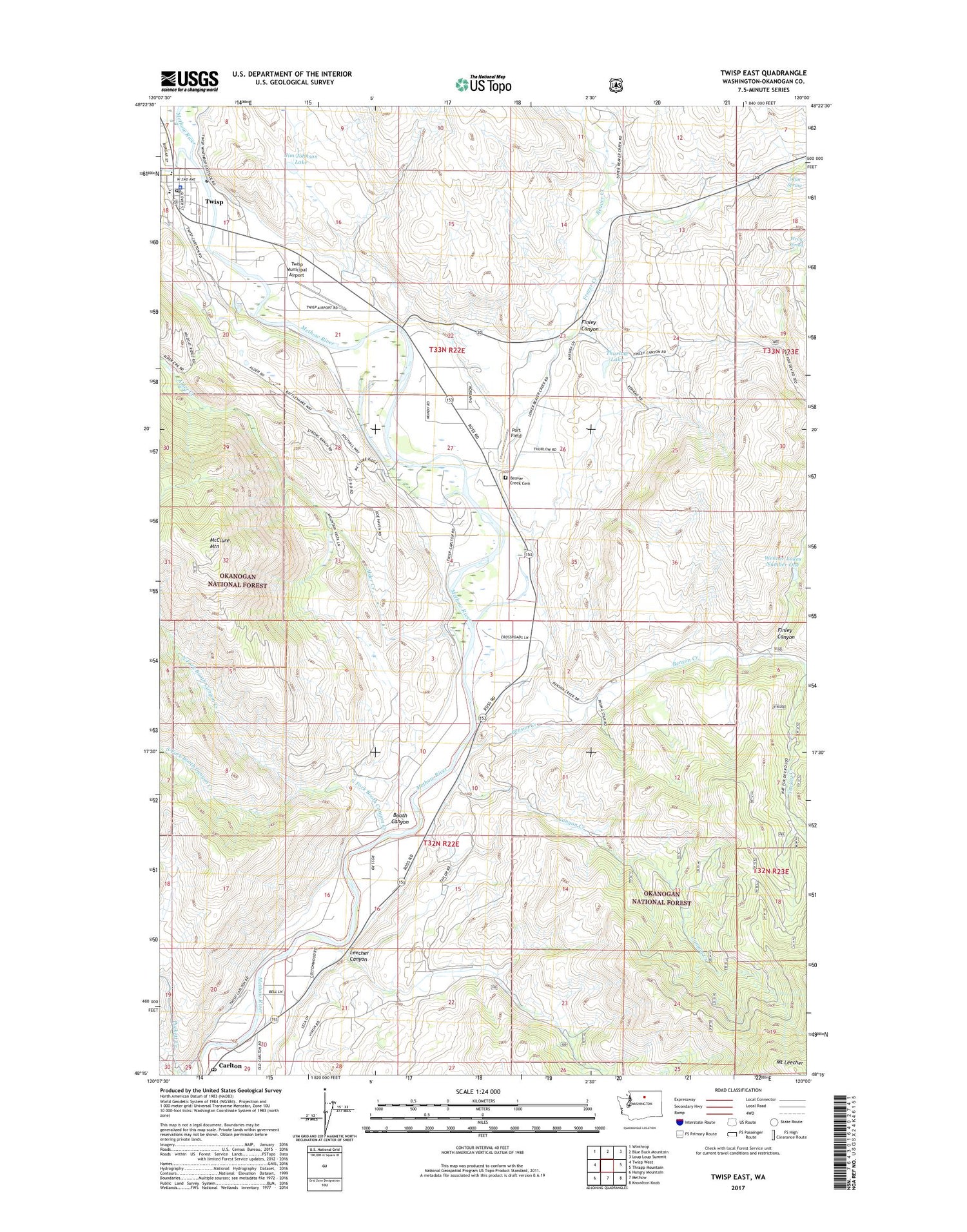 Twisp East Washington US Topo Map Image
