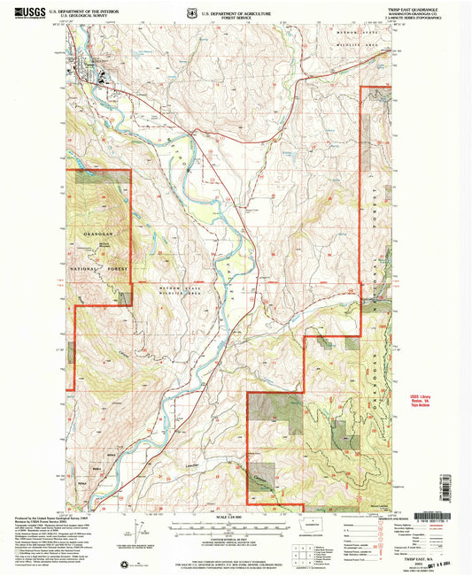 Classic USGS Twisp East Washington 7.5'x7.5' Topo Map Image
