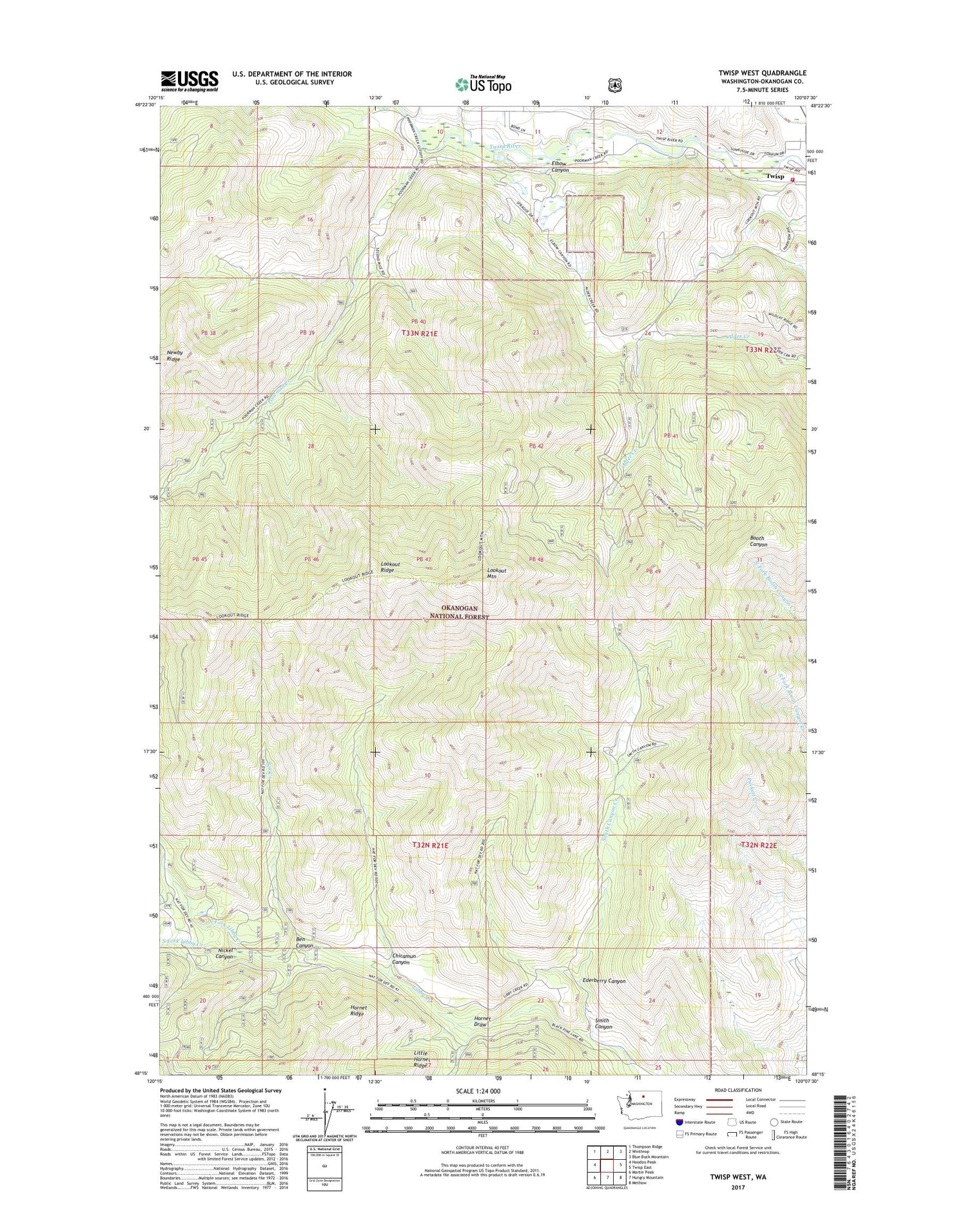 Twisp West Washington US Topo Map Image