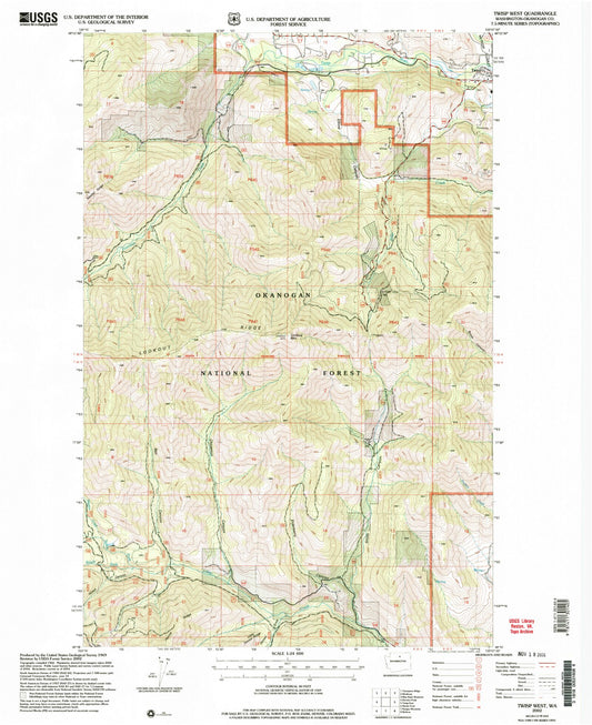 Classic USGS Twisp West Washington 7.5'x7.5' Topo Map Image