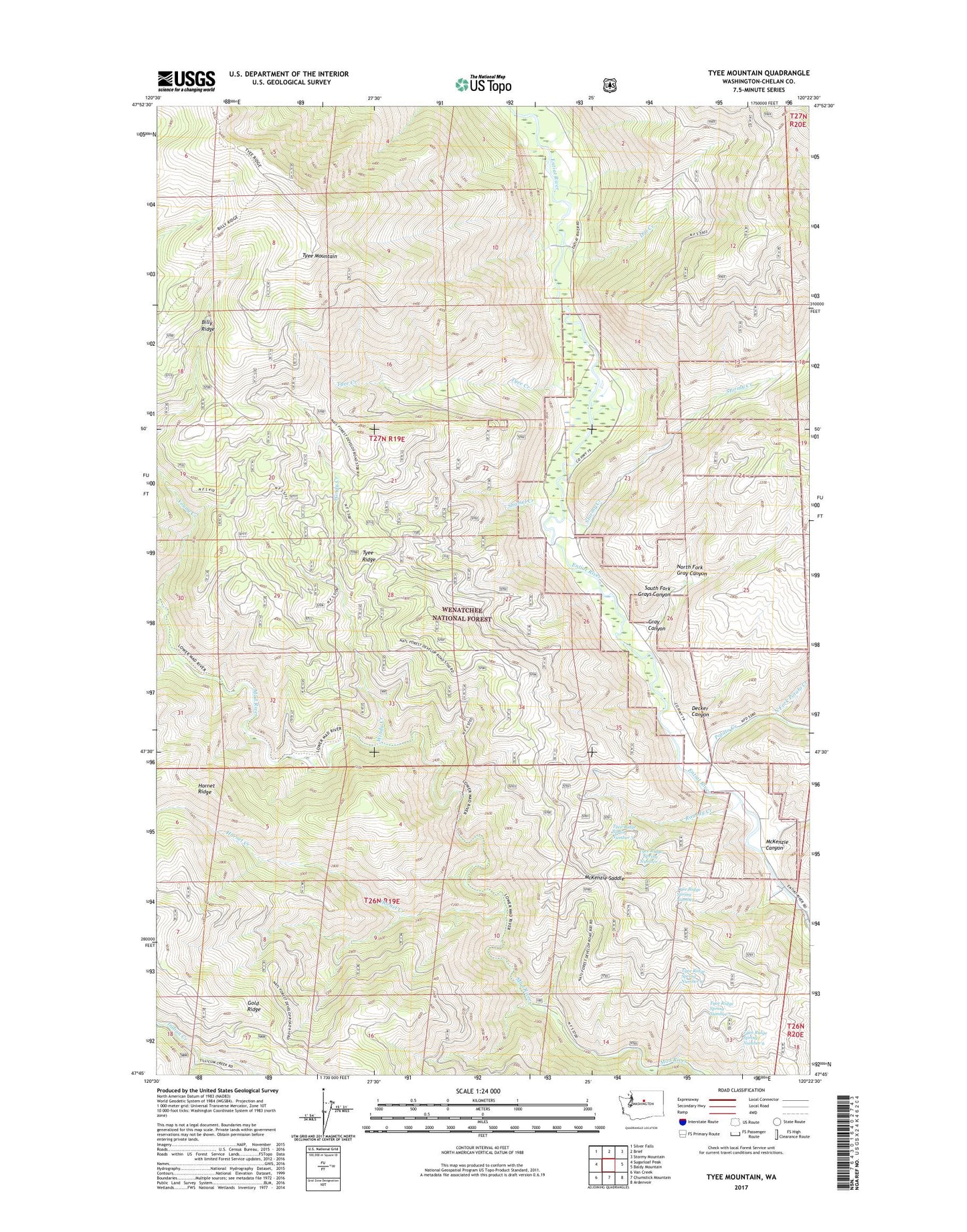 Tyee Mountain Washington US Topo Map Image