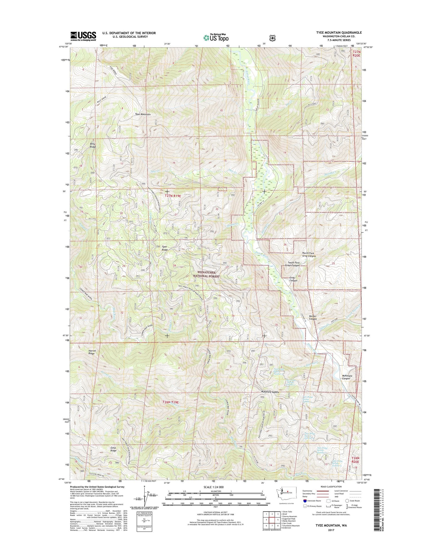 Tyee Mountain Washington US Topo Map Image