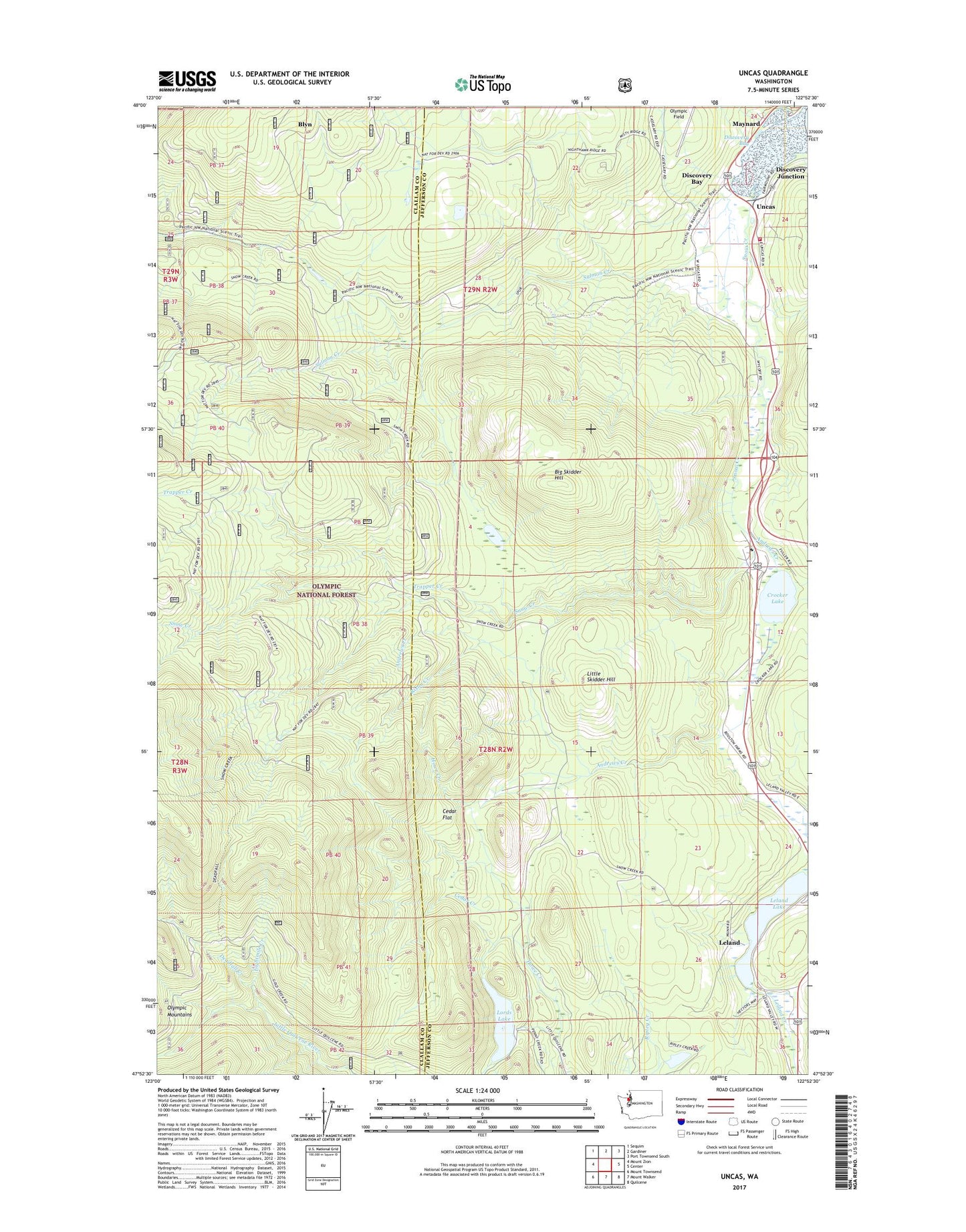 Uncas Washington US Topo Map Image