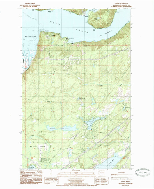 Classic USGS Union Washington 7.5'x7.5' Topo Map Image