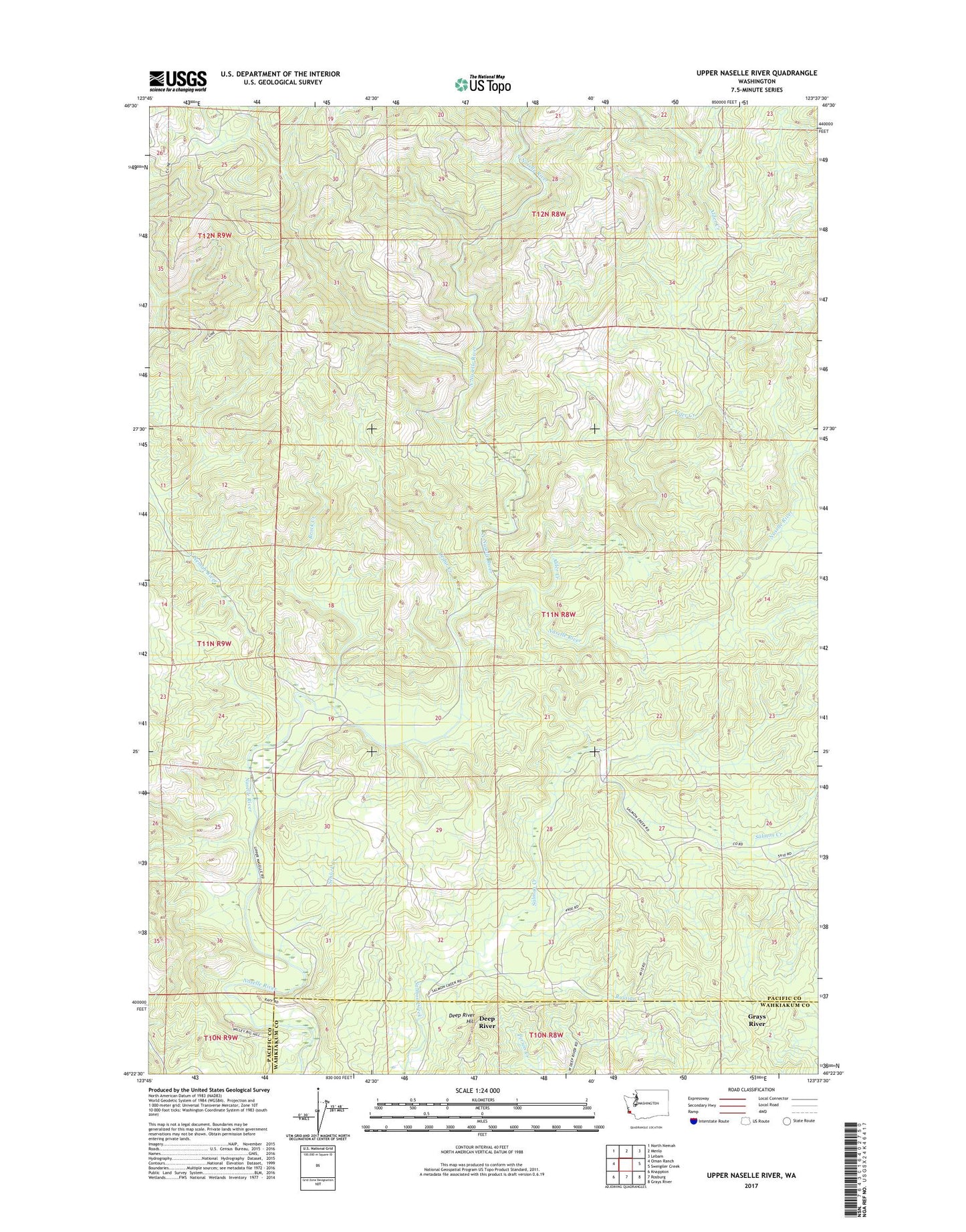 Upper Naselle River Washington US Topo Map Image