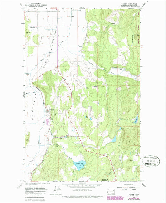 Classic USGS Valley Washington 7.5'x7.5' Topo Map Image