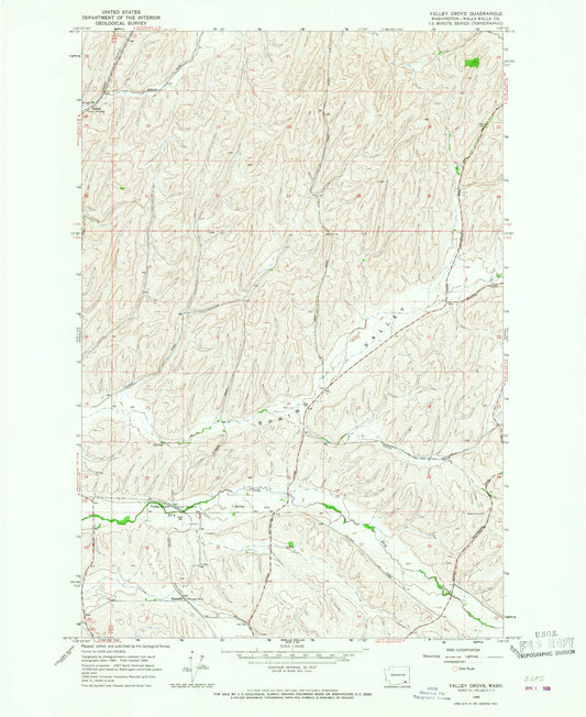 Classic USGS Valley Grove Washington 7.5'x7.5' Topo Map Image