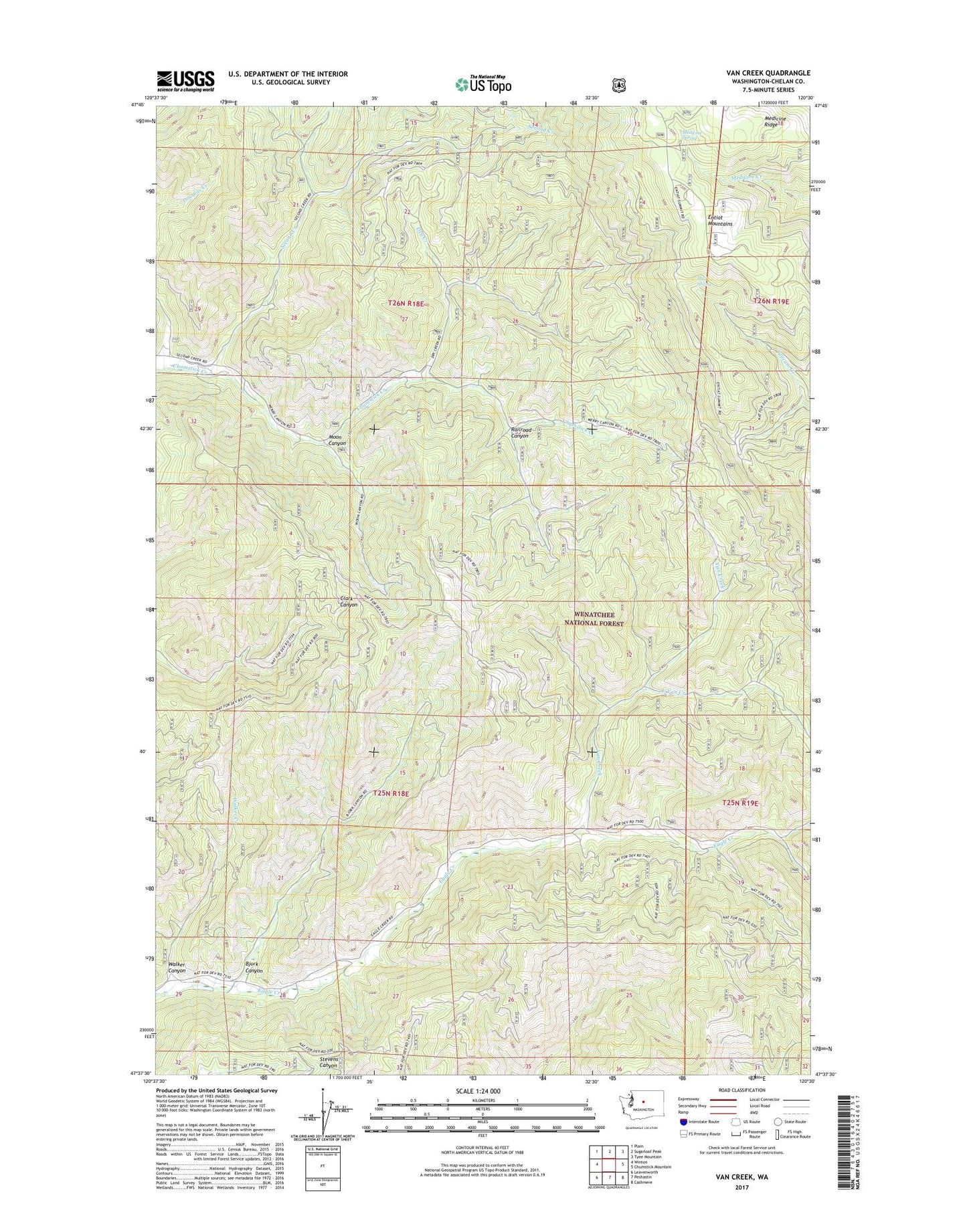 Van Creek Washington US Topo Map Image
