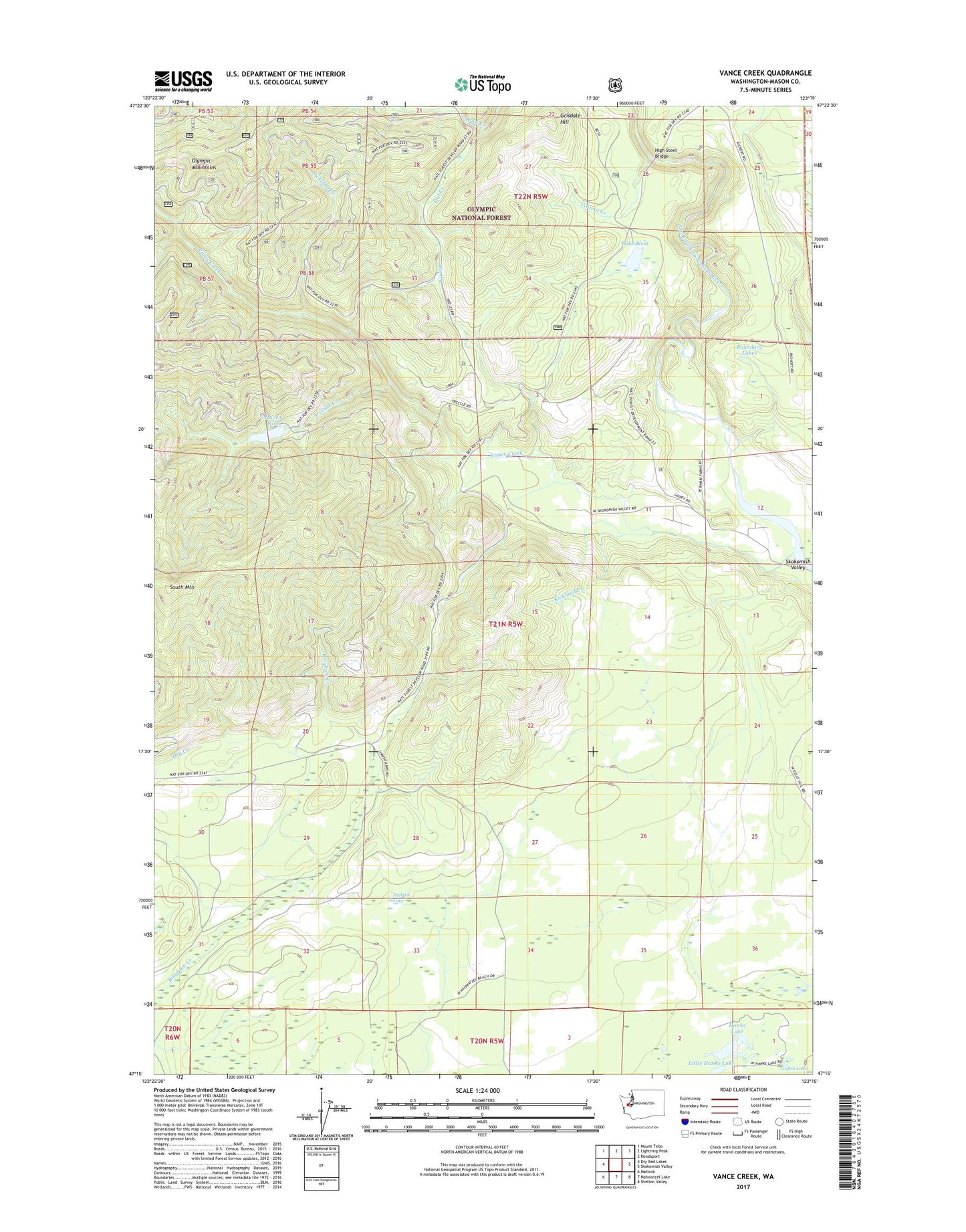Vance Creek Washington US Topo Map Image