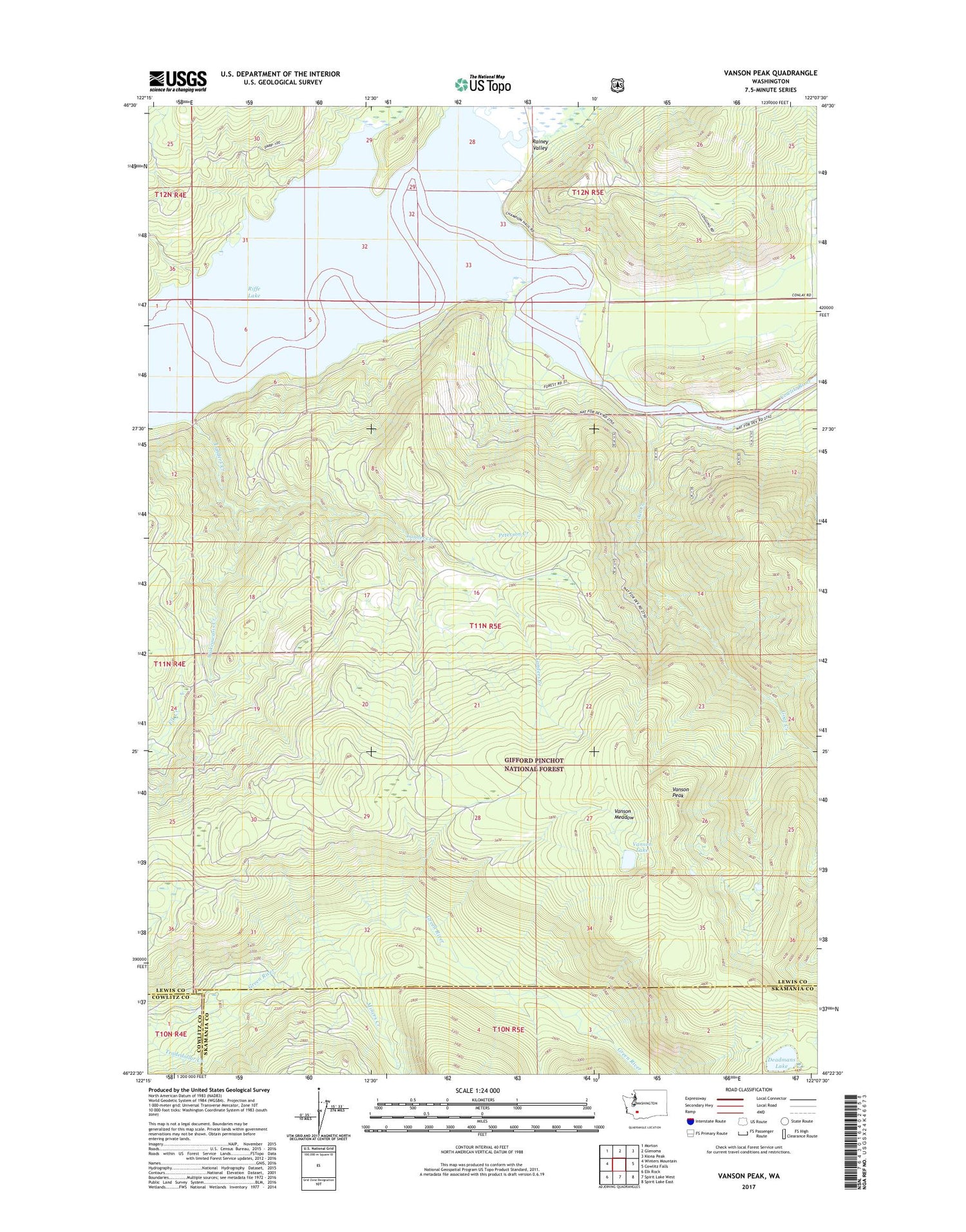 Vanson Peak Washington US Topo Map Image