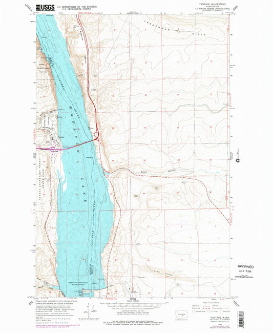 Classic USGS Vantage Washington 7.5'x7.5' Topo Map Image