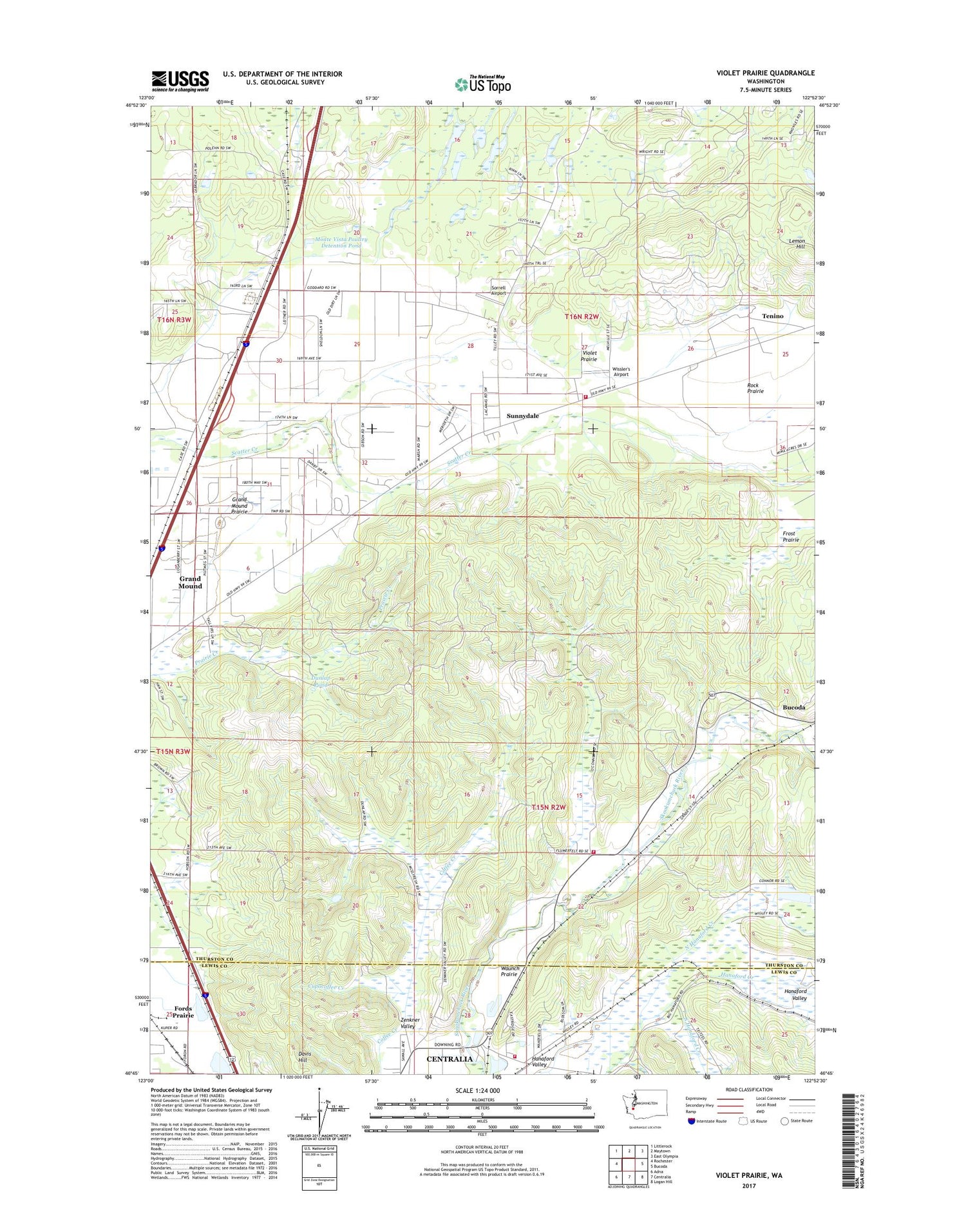 Violet Prairie Washington US Topo Map Image