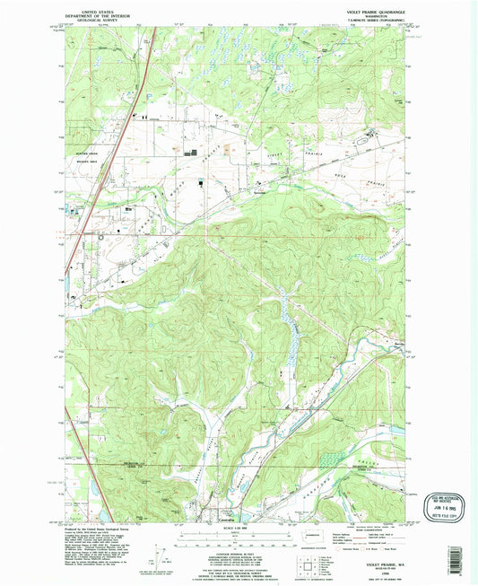 Classic USGS Violet Prairie Washington 7.5'x7.5' Topo Map Image
