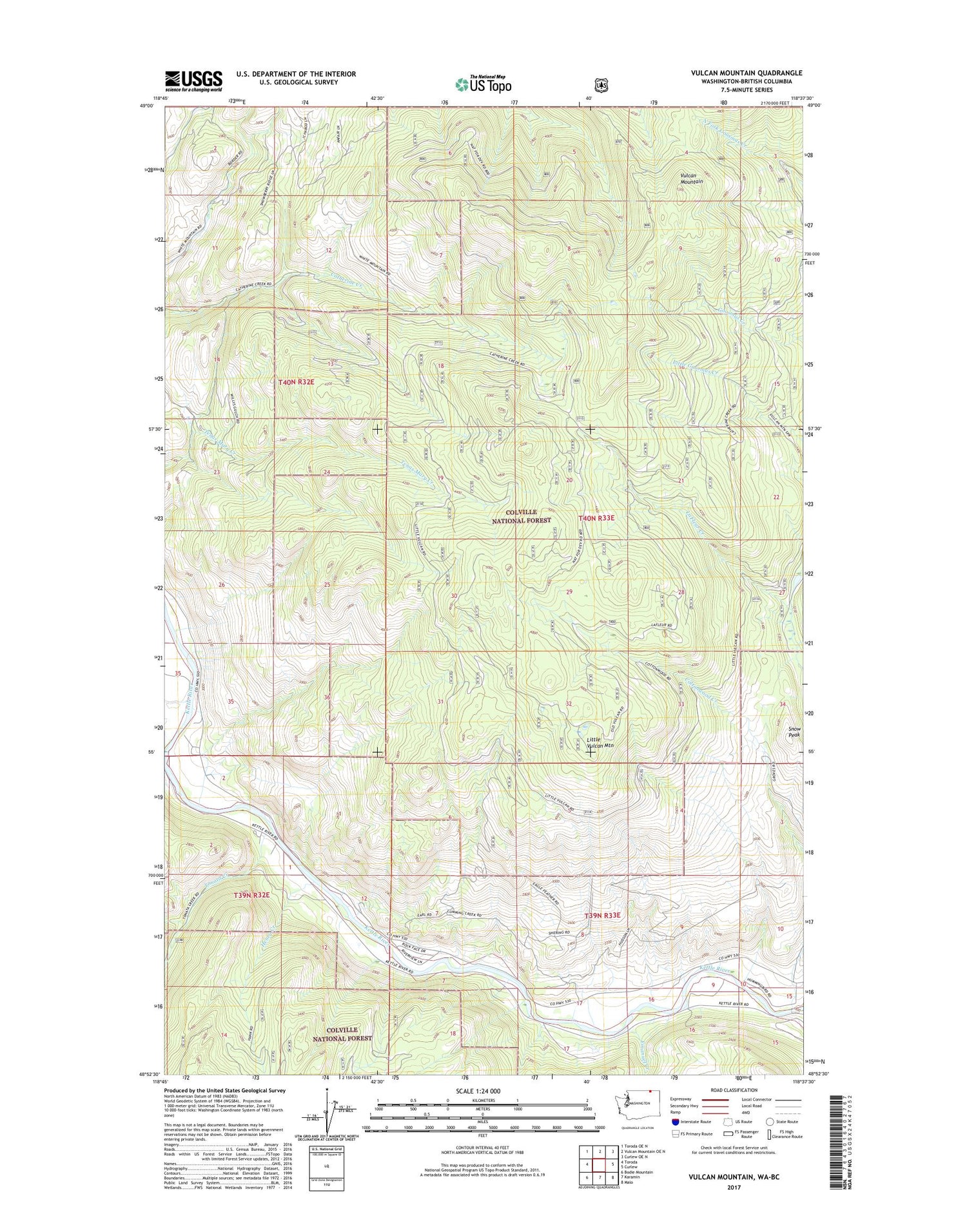 Vulcan Mountain Washington US Topo Map Image