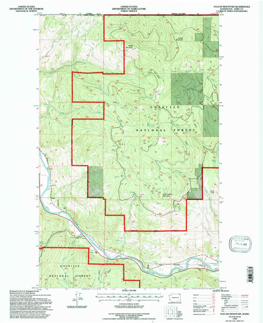Classic USGS Vulcan Mountain Washington 7.5'x7.5' Topo Map Image