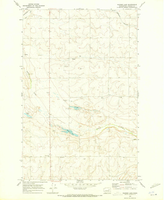 Classic USGS Wagner Lake Washington 7.5'x7.5' Topo Map Image