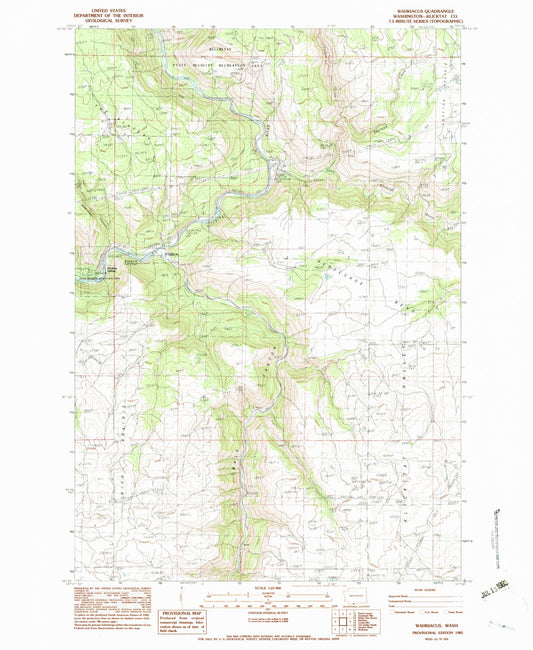 Classic USGS Wahkiacus Washington 7.5'x7.5' Topo Map Image