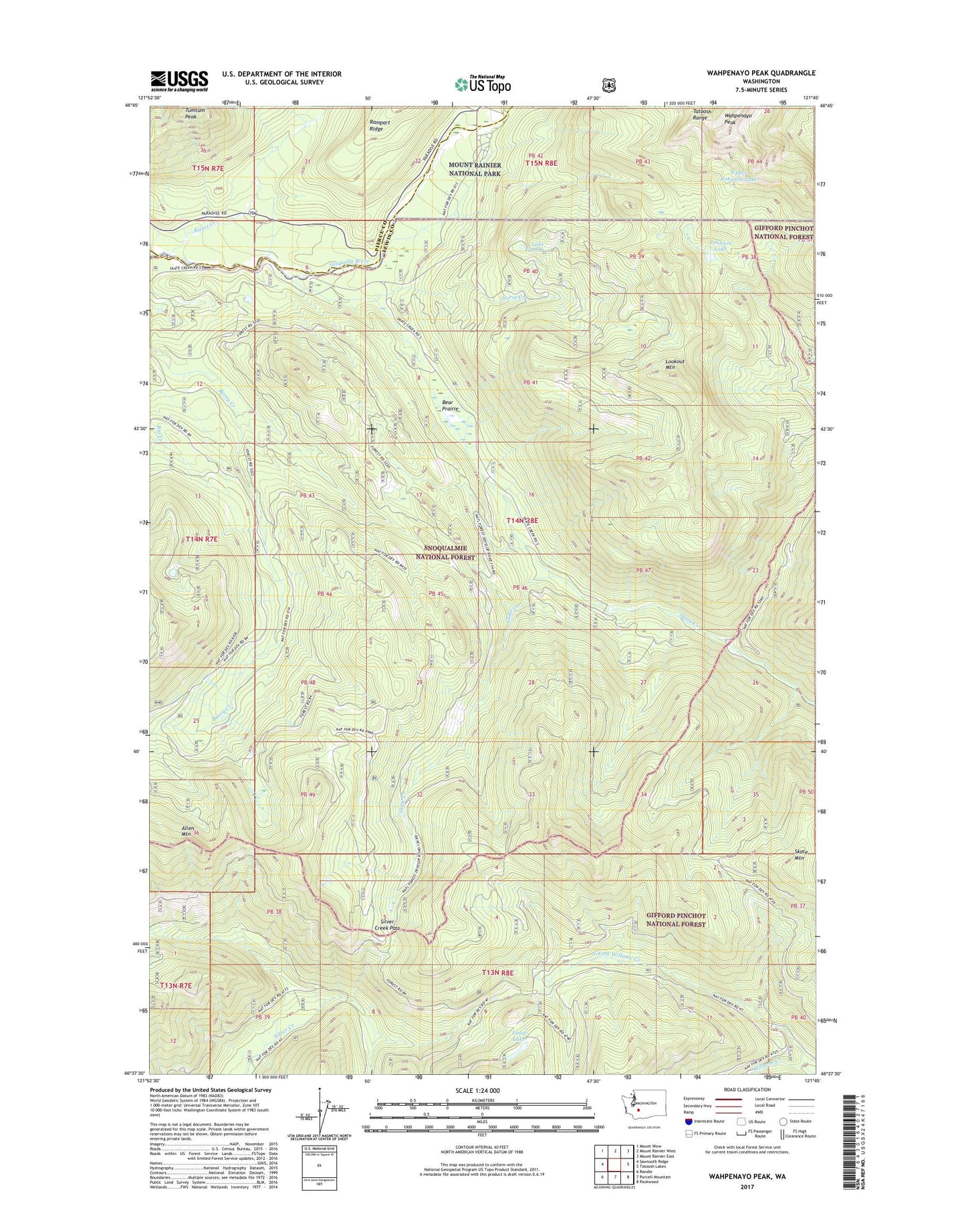 Wahpenayo Peak Washington US Topo Map Image
