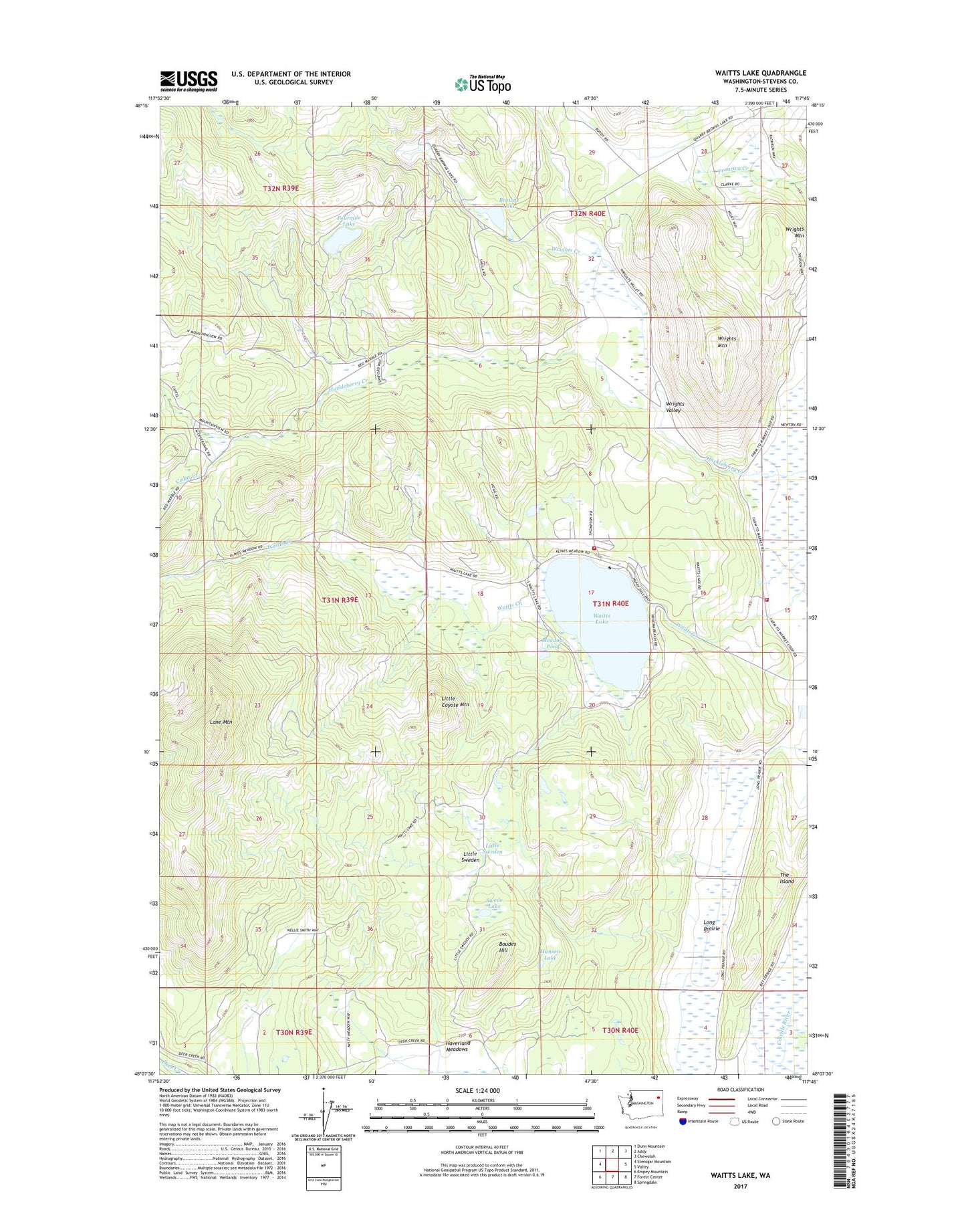 Waitts Lake Washington US Topo Map Image