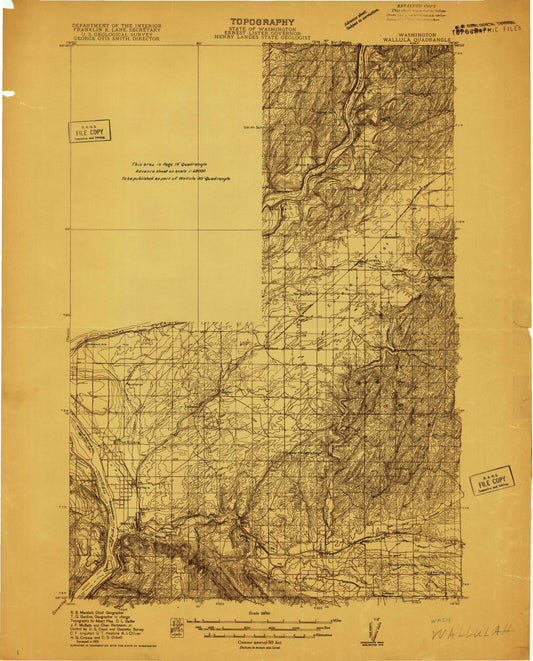 Historic 1915 Wall Ula Washington 30'x30' Topo Map Image