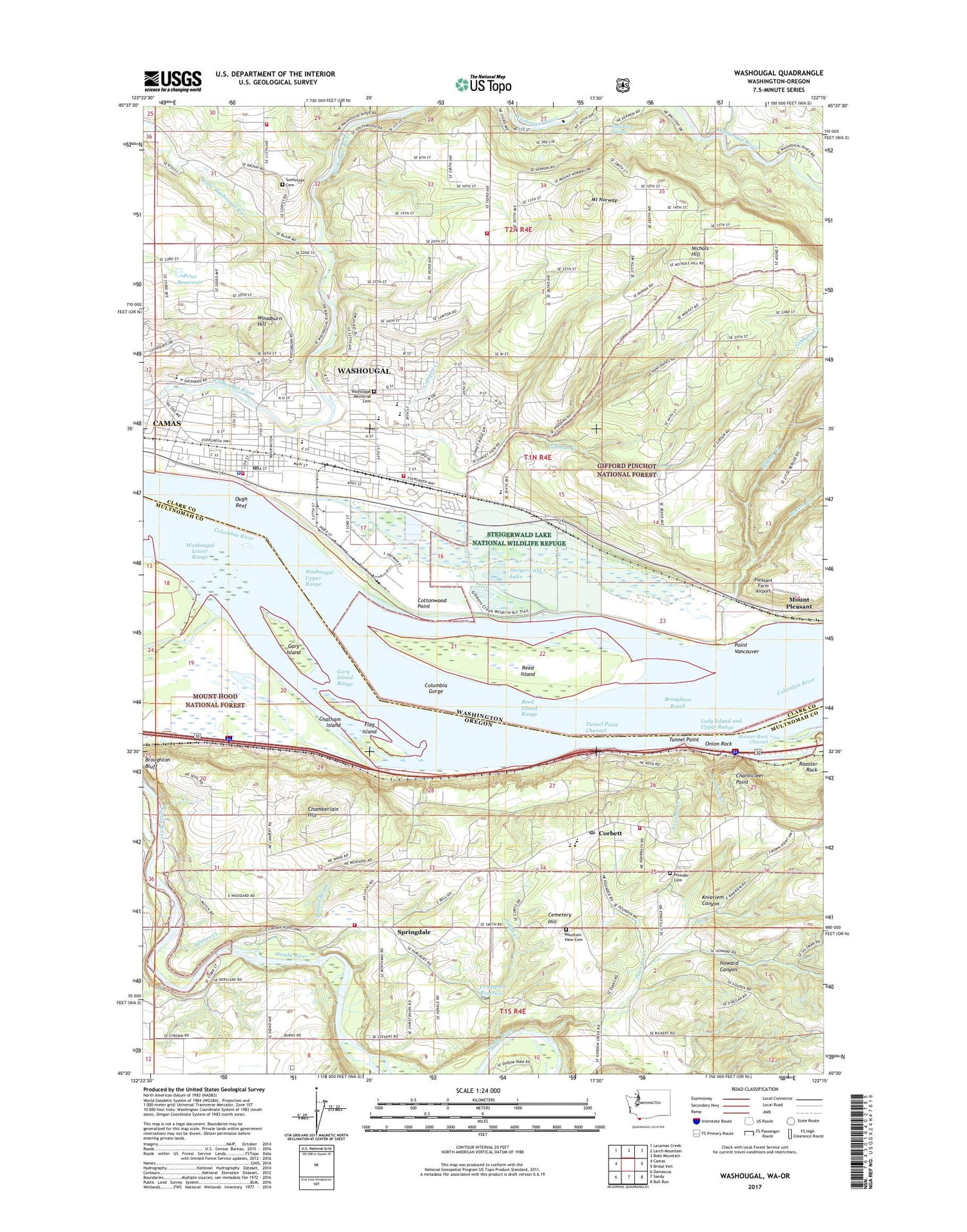 Washougal Washington US Topo Map Image