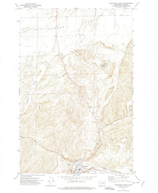 Classic USGS Washtucna North Washington 7.5'x7.5' Topo Map Image
