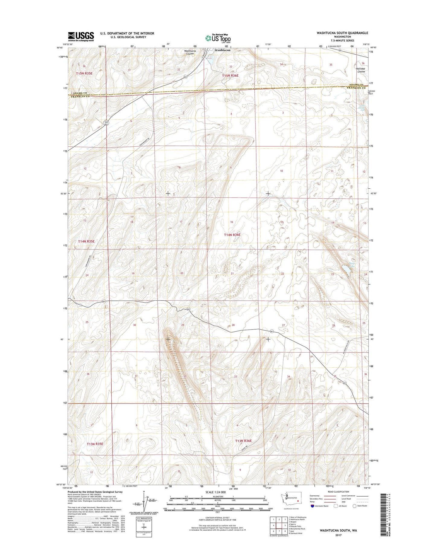 Washtucna South Washington US Topo Map Image