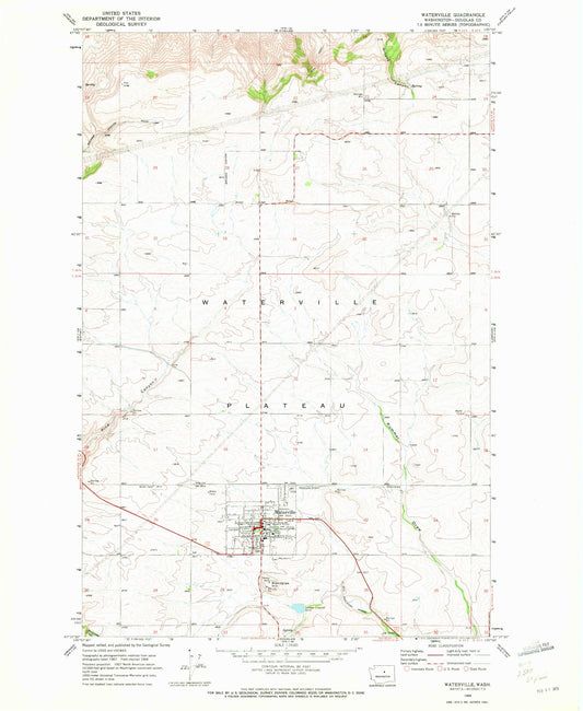 Classic USGS Waterville Washington 7.5'x7.5' Topo Map Image