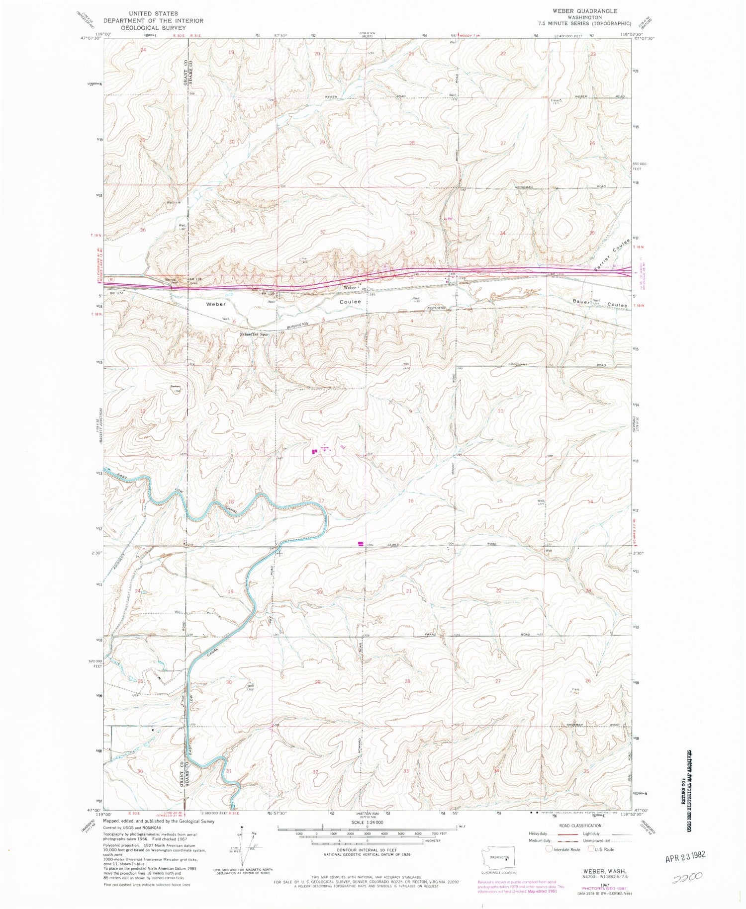 Classic USGS Weber Washington 7.5'x7.5' Topo Map Image