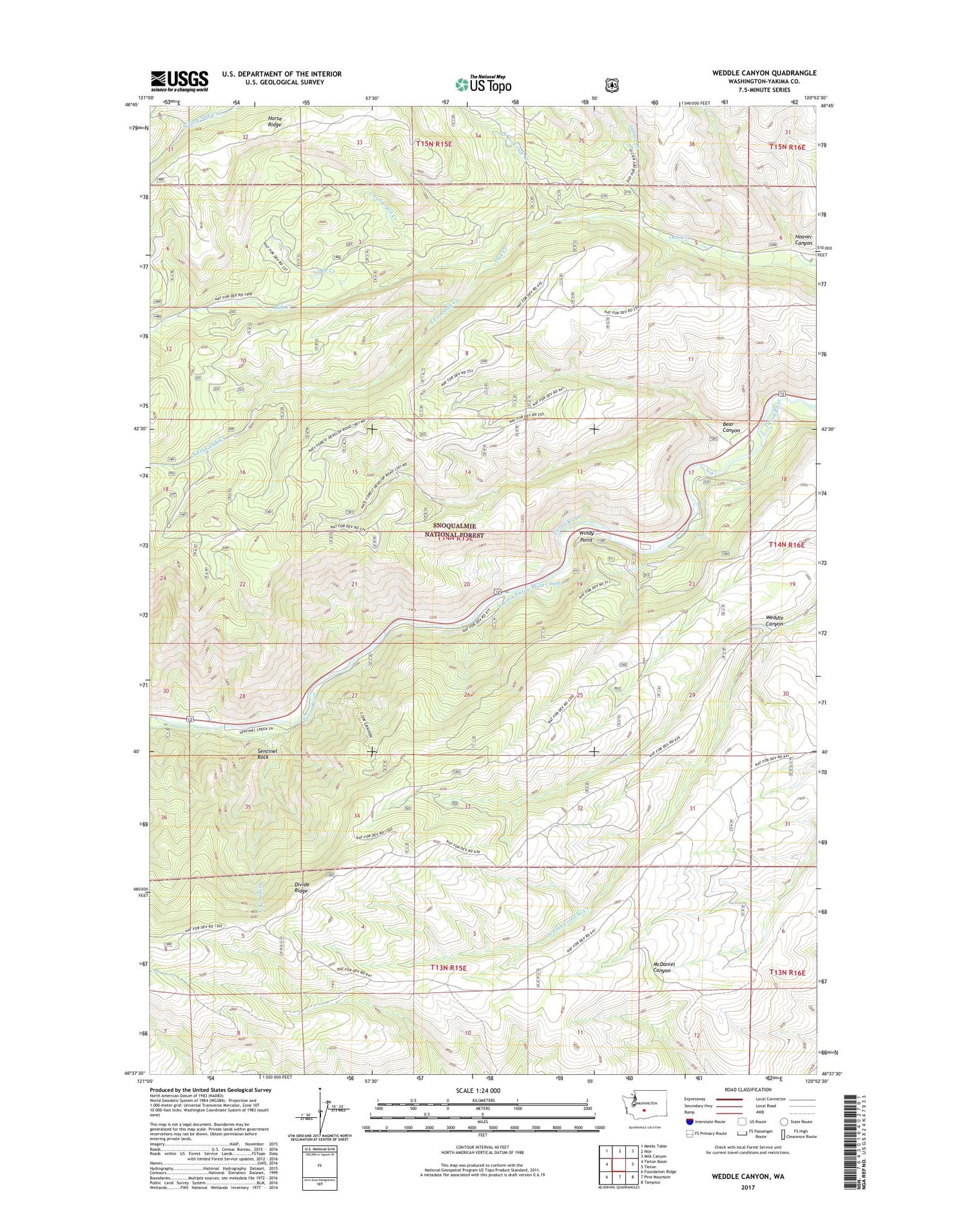 Weddle Canyon Washington US Topo Map Image