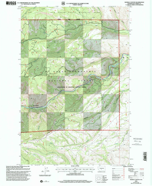 Classic USGS Weddle Canyon Washington 7.5'x7.5' Topo Map Image