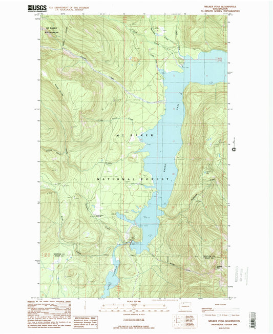 Classic USGS Welker Peak Washington 7.5'x7.5' Topo Map Image