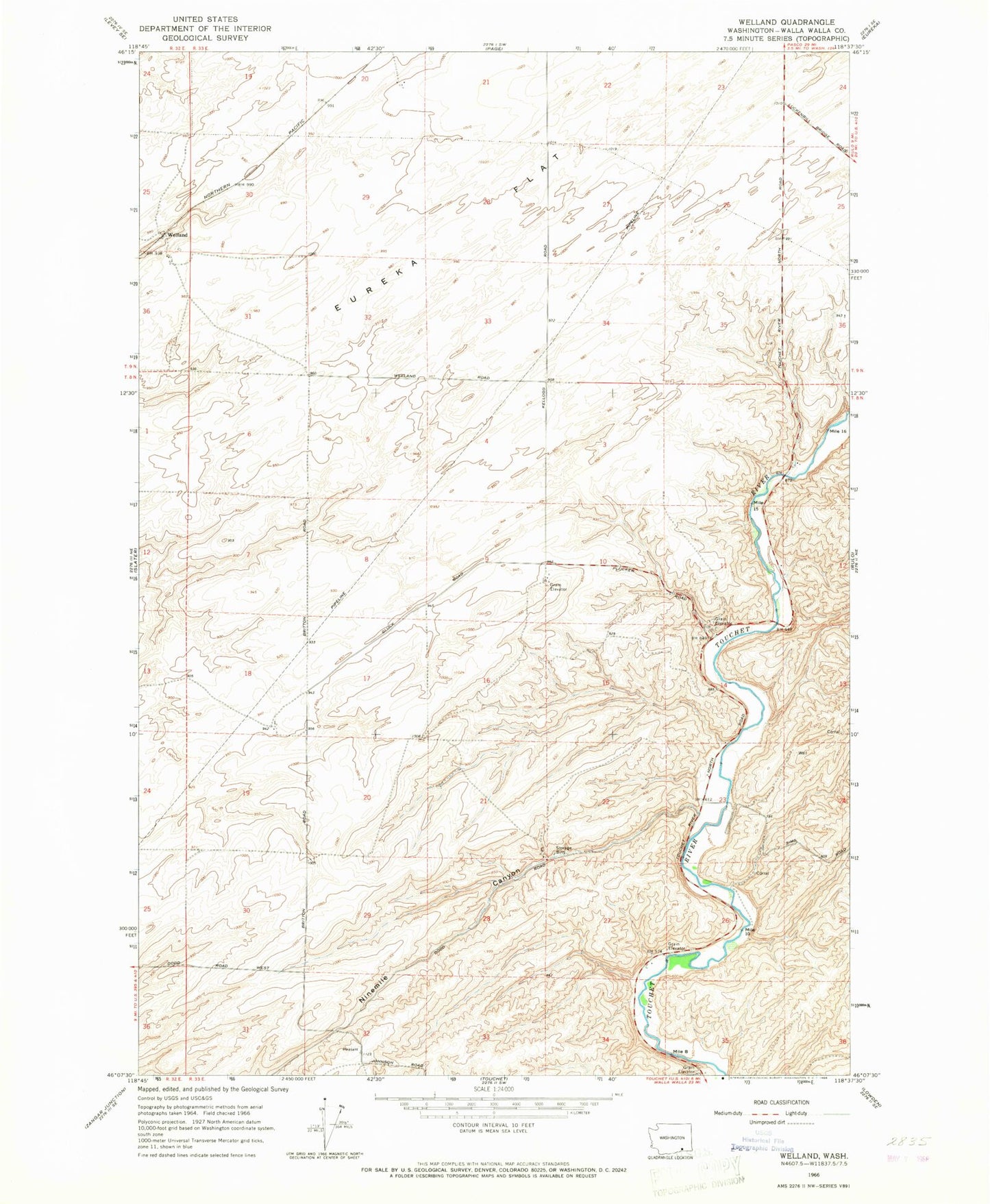 Classic USGS Welland Washington 7.5'x7.5' Topo Map Image