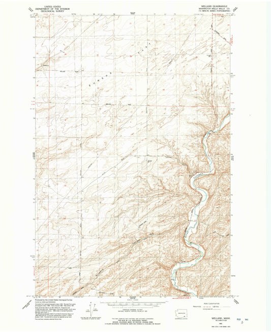 Classic USGS Welland Washington 7.5'x7.5' Topo Map Image
