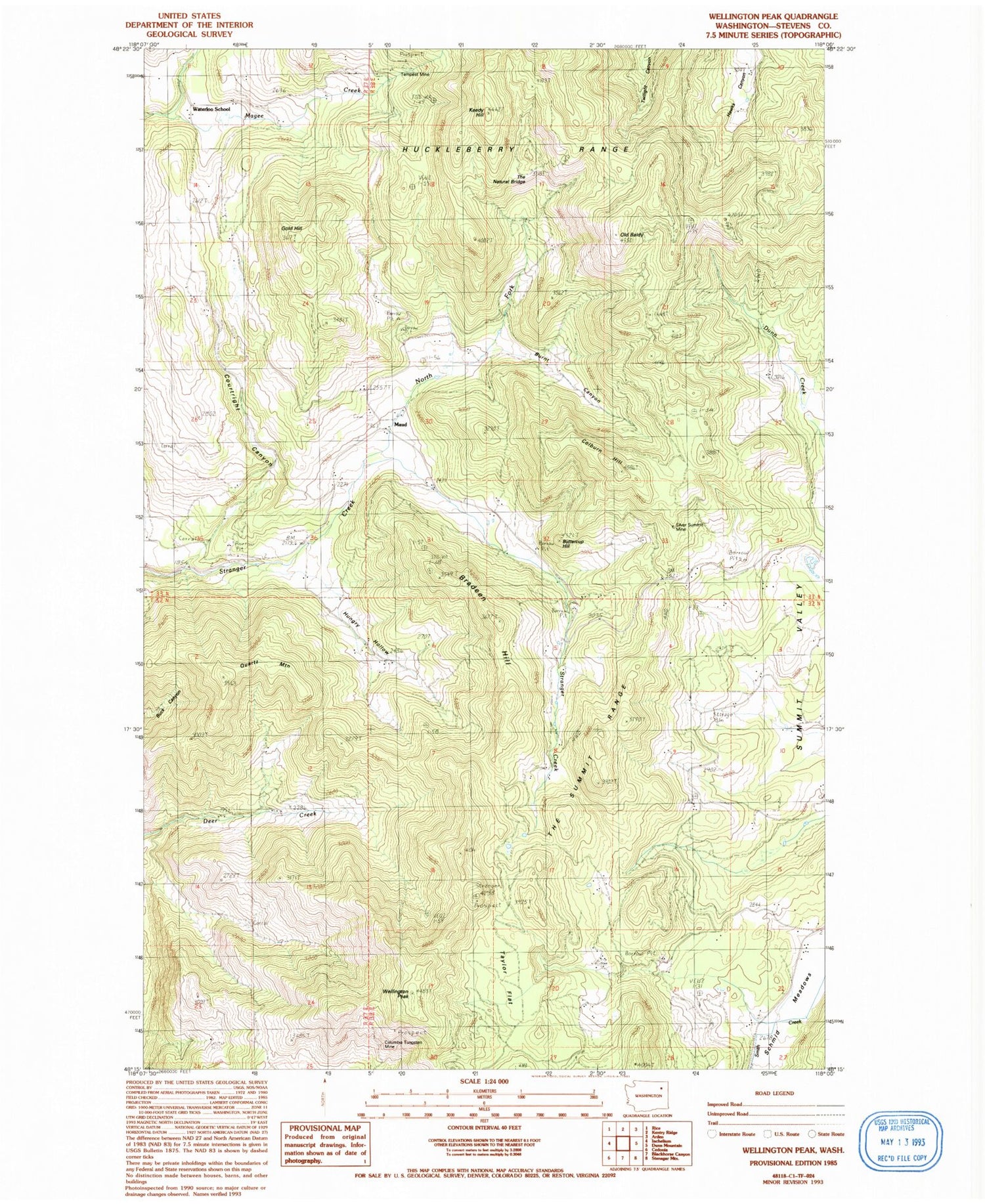 Classic USGS Wellington Peak Washington 7.5'x7.5' Topo Map Image